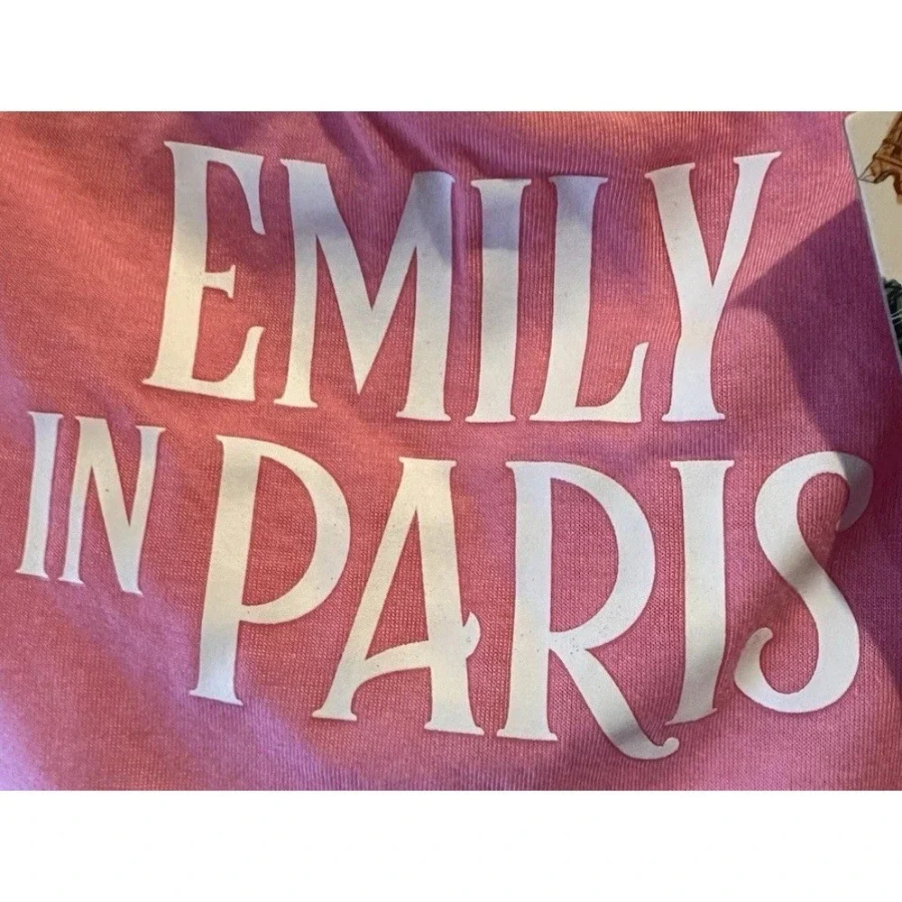 Netflix Emily in Paris Pink Logo Pet T-Shirt Dog Shirt Size Small NWT